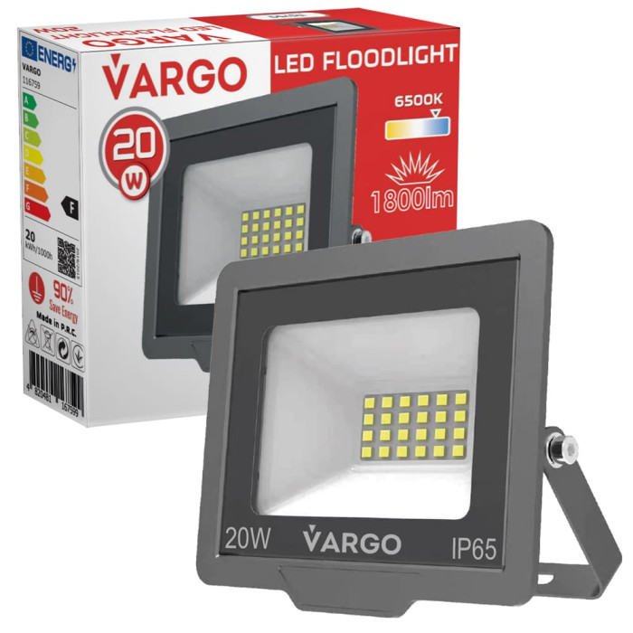 LED прожектор VARGO 20W 220V 1800lm 6500K V-116759